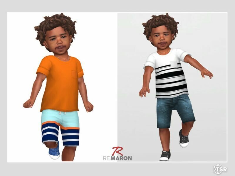 sims 4 cc rolled sleeves shirt 02 for toddler by remaron 2