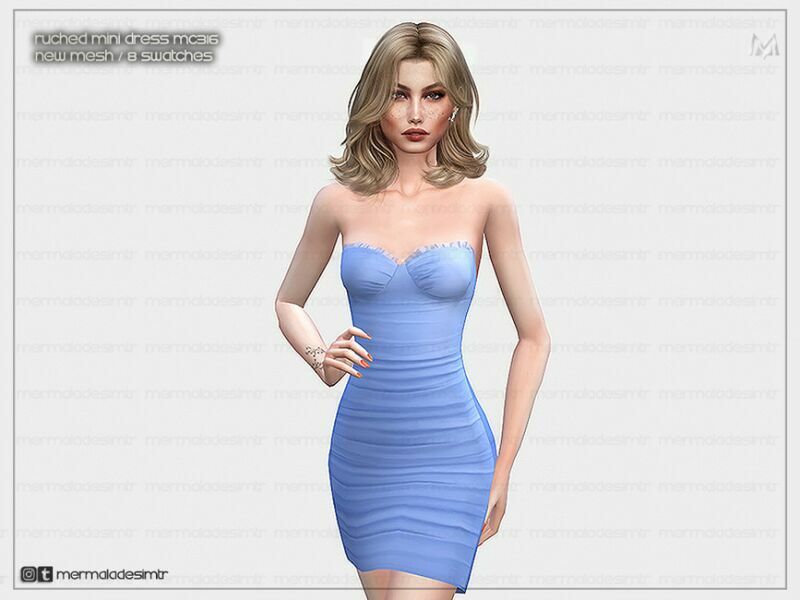 Ruched Mini Dress MC316 By Mermaladesimtr Sims 4 CC