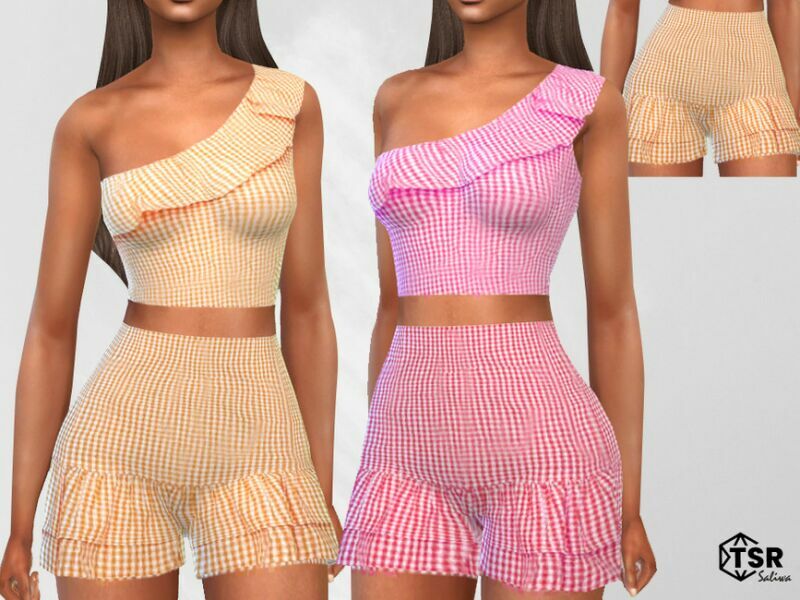 Ruffled Plaid Shorts By Saliwa Sims 4 CC