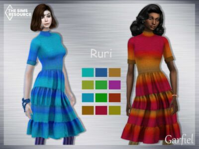 “Ruri” Gradient Dress By Garfiel Sims 4 CC