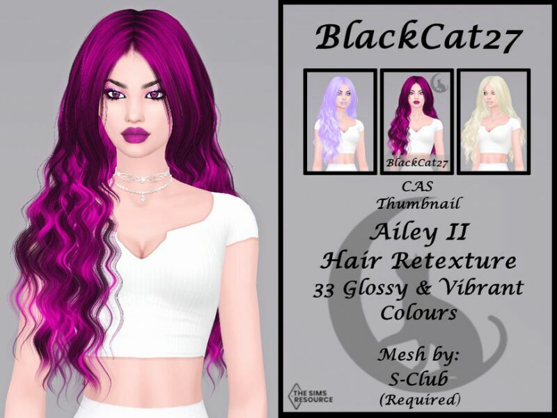 S-Club Ailey II Hair Retexture (Mesh Needed) By Blackcat27 Sims 4 CC