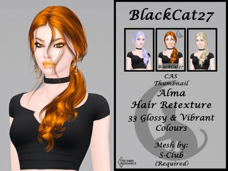 S-Club Alma Hair Retexture (Mesh Needed) By Blackcat27 Sims 4 CC