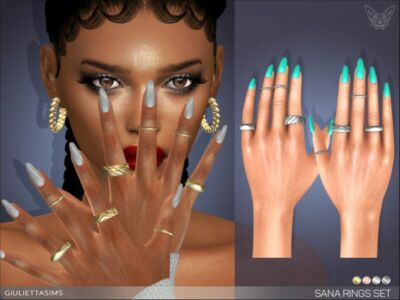 Sana Rings SET By Feyona Sims 4 CC