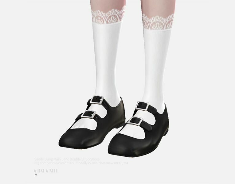 Sandy Liang Mary Jane Double Strap Shoes By Charonlee Sims 4 CC