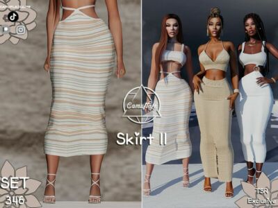 Santorini Collection – Striped Skirt By Camuflaje Sims 4 CC