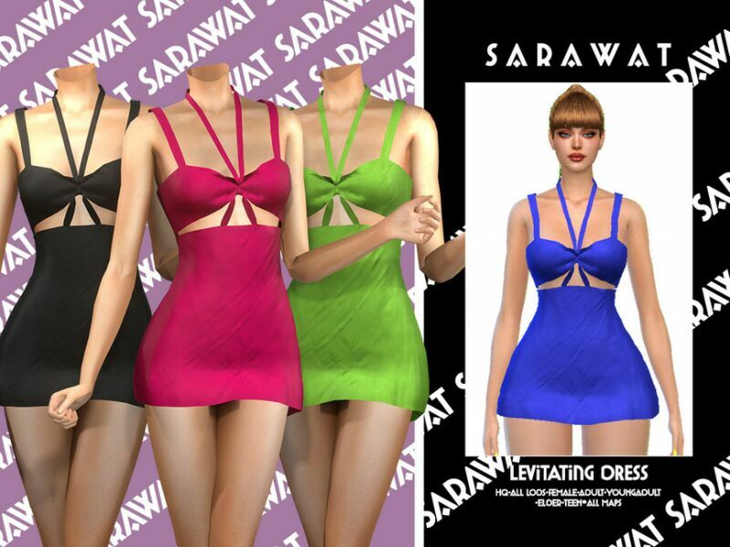 Sarawat _Levitating Dress By Sarawat Sims 4 CC