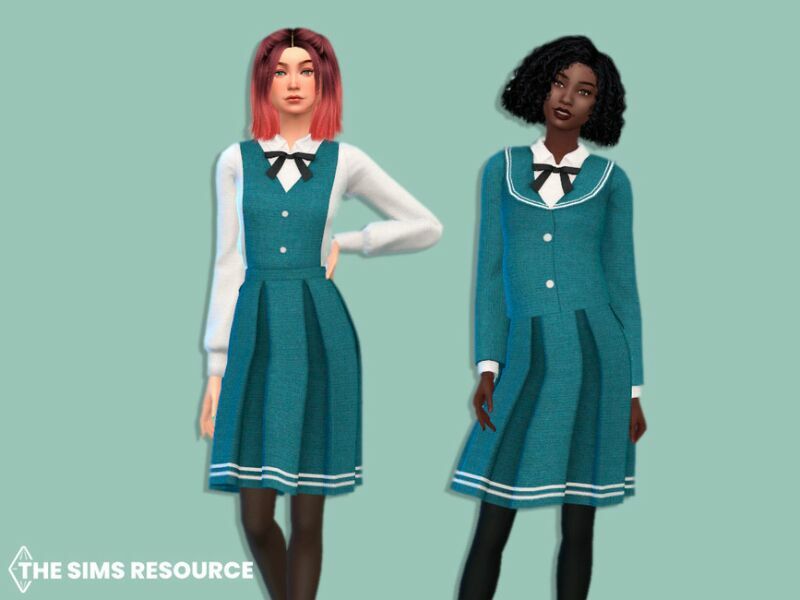 sims 4 cc school dress with jacket by mysteriousoo 2