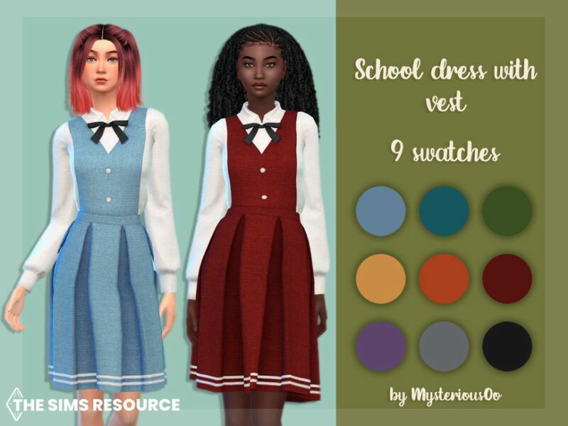 School Dress With Vest By Mysteriousoo Sims 4 CC