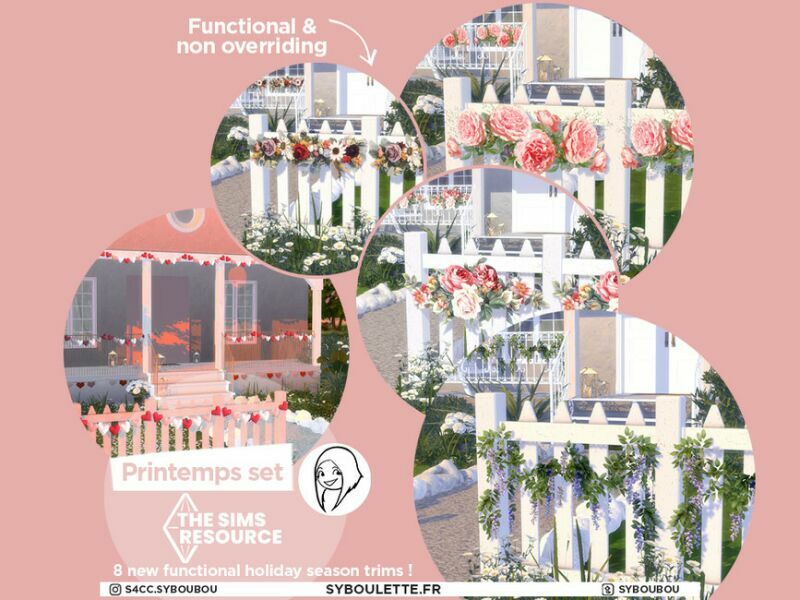 Scripted – Printemps Season Decor Trim SET By Syboubou Sims 4 CC