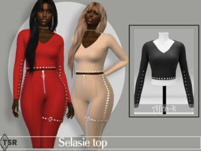 Selasie Studded TOP By Akaysims Sims 4 CC