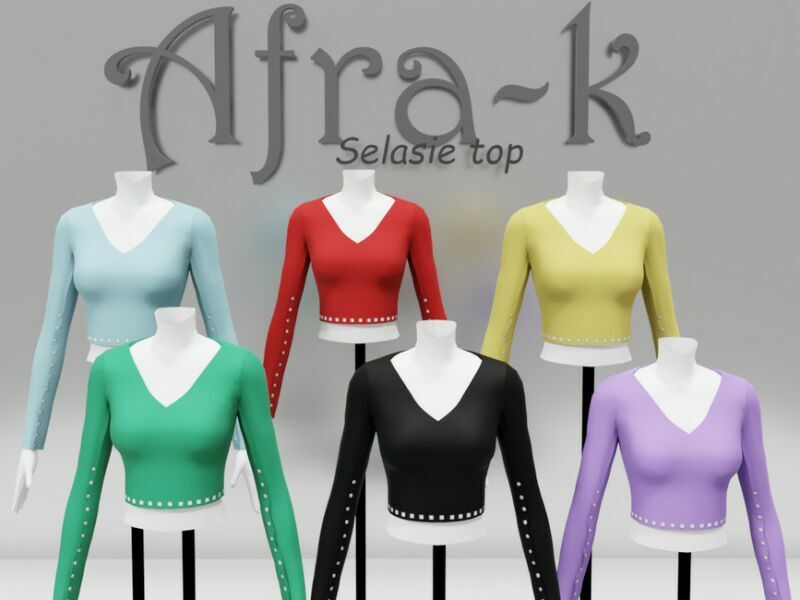 sims 4 cc selasie studded top by akaysims 2