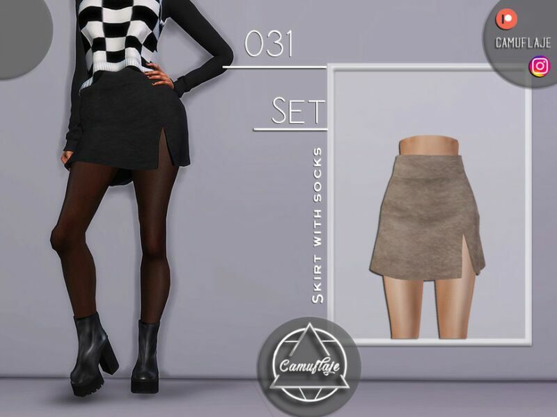 SET 031 – Skirt With Socks By Camuflaje Sims 4 CC