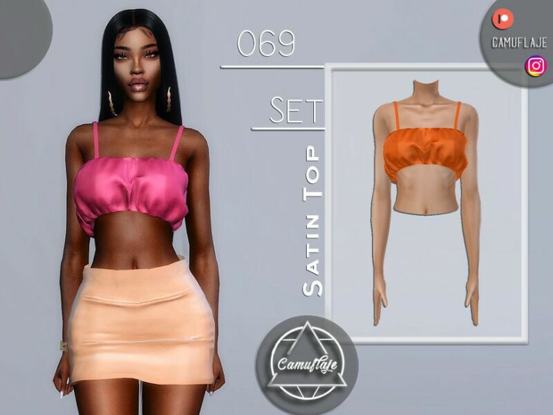 SET 069 – Satin TOP By Camuflaje Sims 4 CC