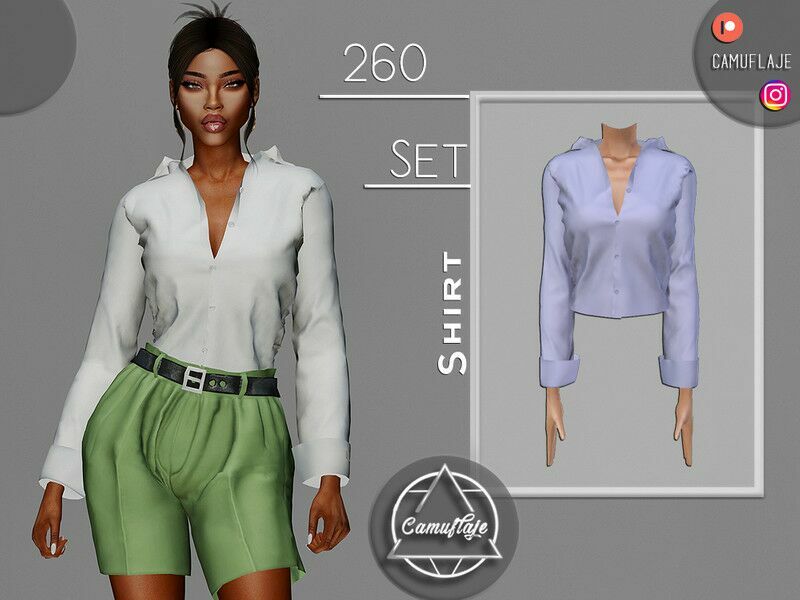 SET 260 – Buttons UP Shirt By Camuflaje Sims 4 CC