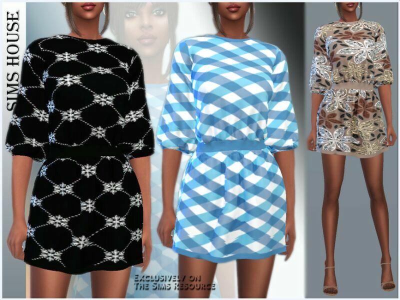 Short Dress With Print Sims 4 CC