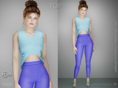 Short Sleeve U-Shape Tank By Pizazz Sims 4 CC