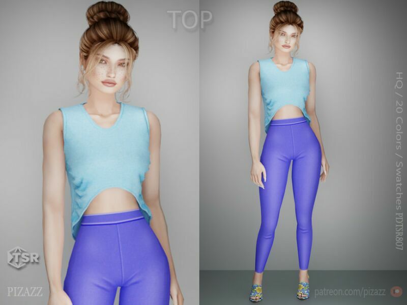 Short Sleeve U-Shape Tank By Pizazz Sims 4 CC