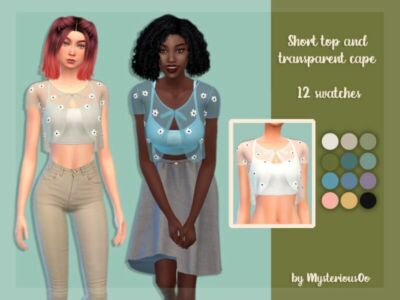 Short TOP And Transparent Cape By Mysteriousoo Sims 4 CC