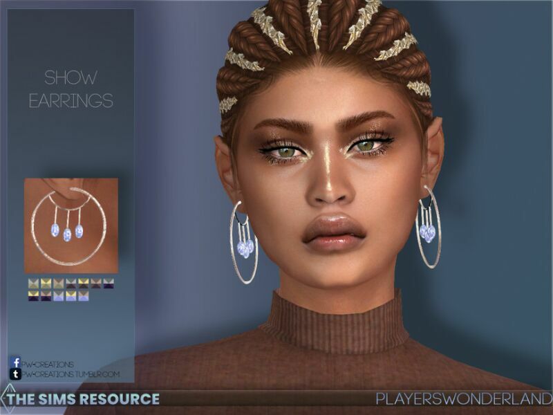 Show Earrings By Playerswonderland Sims 4 CC