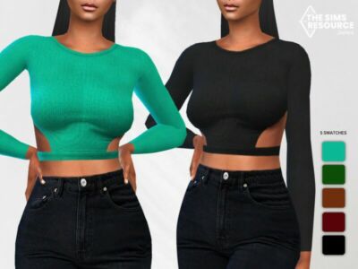 Sides Open Long Sleeve Tops By Saliwa Sims 4 CC