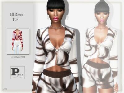 Silk Button TOP By Pizazz Sims 4 CC