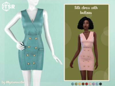 Silk Dress With Buttons By Mysteriousoo Sims 4 CC