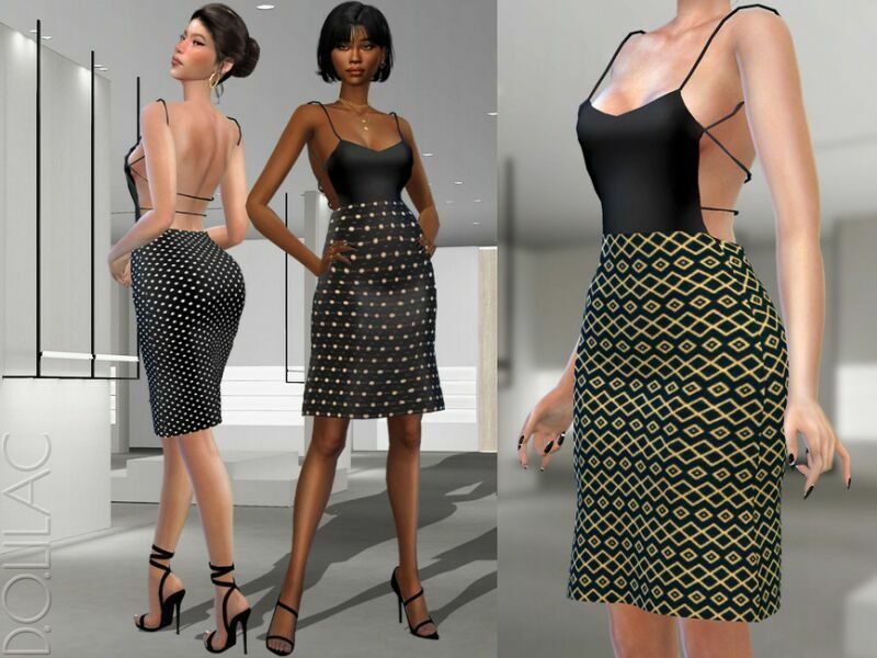 Silk Midi Dress DO354 Sims 4 CC