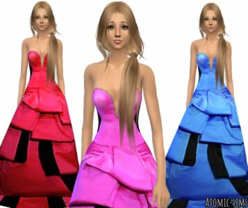 Simchic Armani Pink Layered Gown Conversion By Atomic-Sims Sims 4 CC