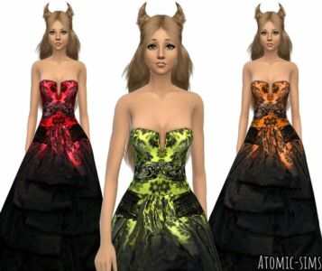 Simchic Armani Printed Layer Gown Conversion By Atomic-Sims Sims 4 CC