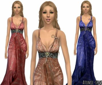 Simchic Brown Gown Conversion By Atomic-Sims Sims 4 CC