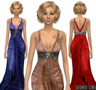 Simchic / Designer / Brown Gown Conversion By Atomic-Sims Sims 4 CC