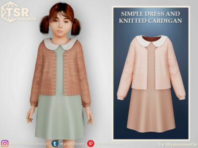 Simple Dress And Knitted Cardigan Sims 4 CC