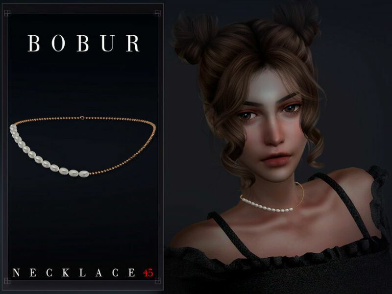 sims 4 cc simple pearl necklace by bobur3 2