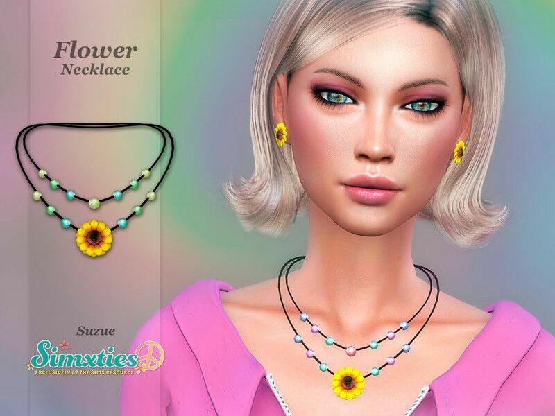 Simxties Flower Necklace / Necklaces Sims 4 CC