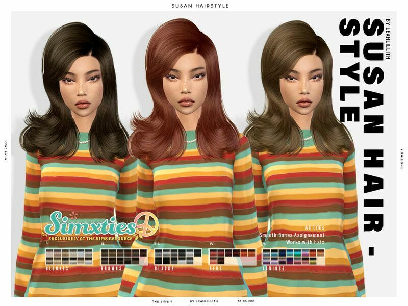 “Simxties Susan Hairstyle For Sims 4” Sims 4 CC