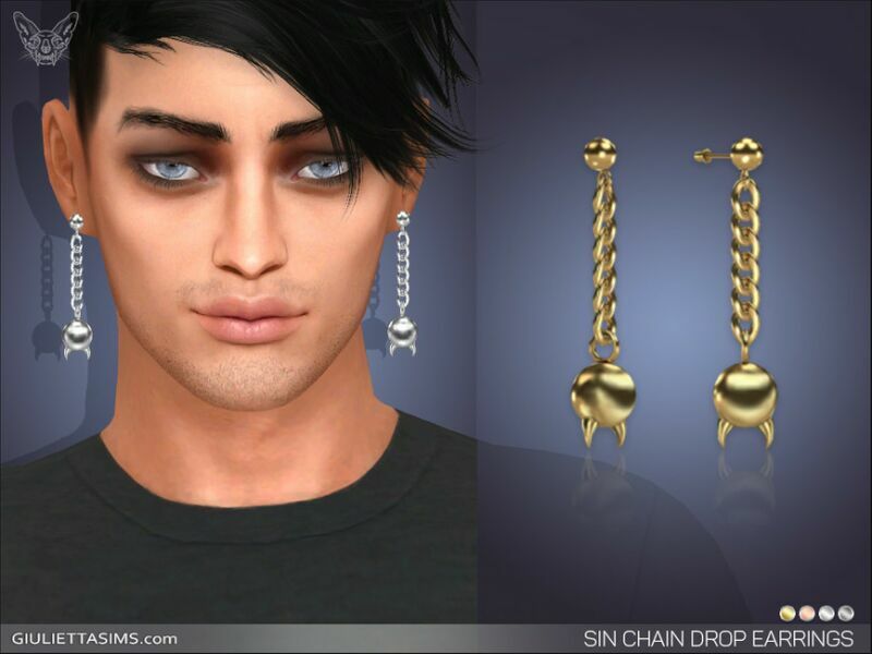 sims 4 cc sin chain drop earrings by feyona 2