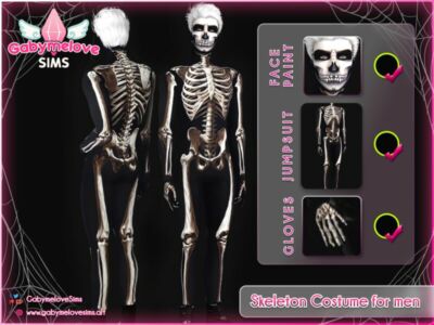 Skeleton Costume For MEN • SET | Halloween CC Sims 4 CC