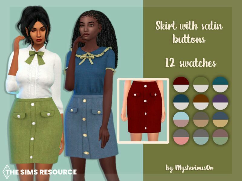 Skirt With Satin Buttons By Mysteriousoo Sims 4 CC