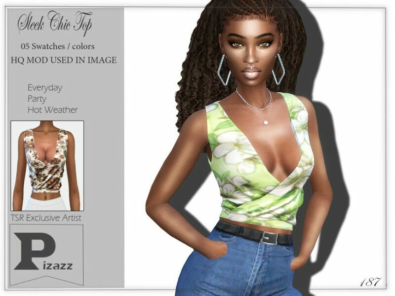 Sleek Chic TOP By Pizazz Sims 4 CC