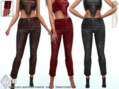 Slim-Leg Leather Pants By Harmonia Sims 4 CC