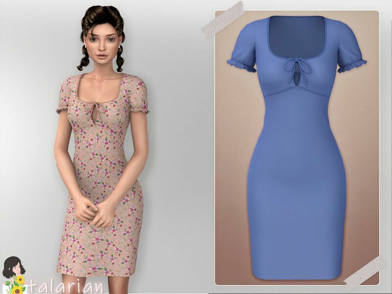 Sloane Dress With Short Sleeves For / Everyday Sims 4 CC