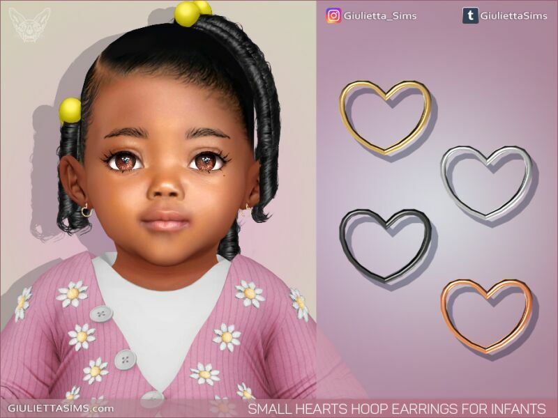 Small Heart Hoop Earrings For Infants By Giulietta Sims 4 CC