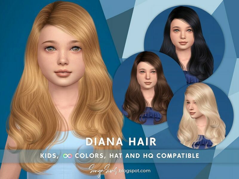 Sonyasims Diana Hair Kids (Early Access ON Patreon) By Sonyasimscc Sims 4 CC