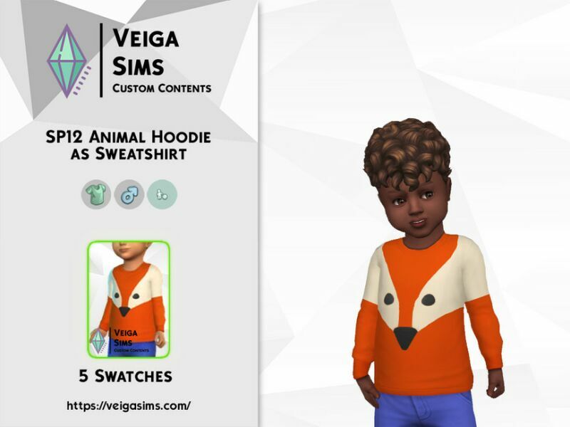 sims 4 cc sp12 animal hoodie as sweatshirt 2