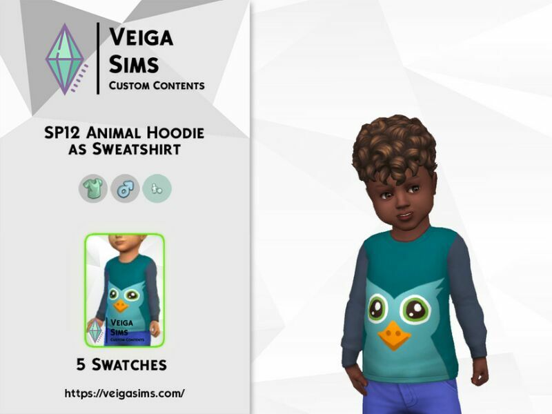 sims 4 cc sp12 animal hoodie as sweatshirt 3