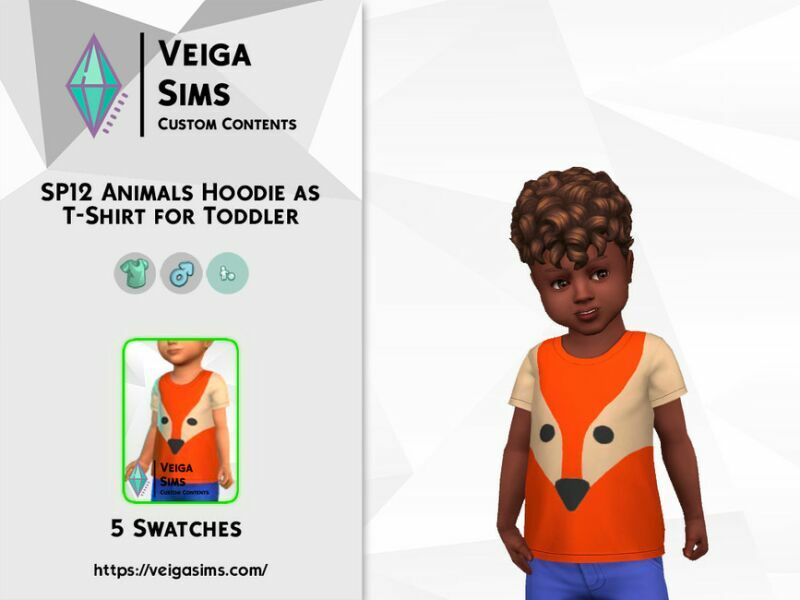 SP12 Animals Hoodie AS T-Shirt For Child Sims 4 CC