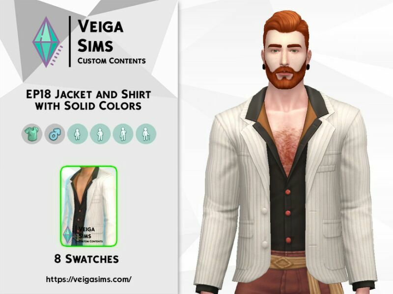 sims 4 cc sp18 jacket and shirt with solid colors 2