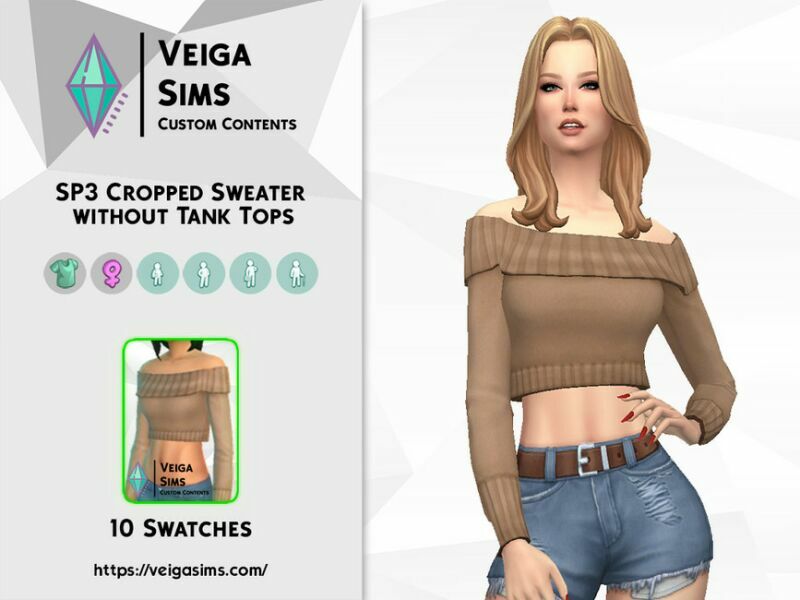 SP3 Cropped Sweater Without Tank Tops Sims 4 CC