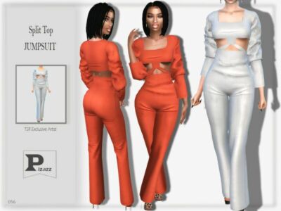 Split TOP Jumpsuit By Pizazz Sims 4 CC