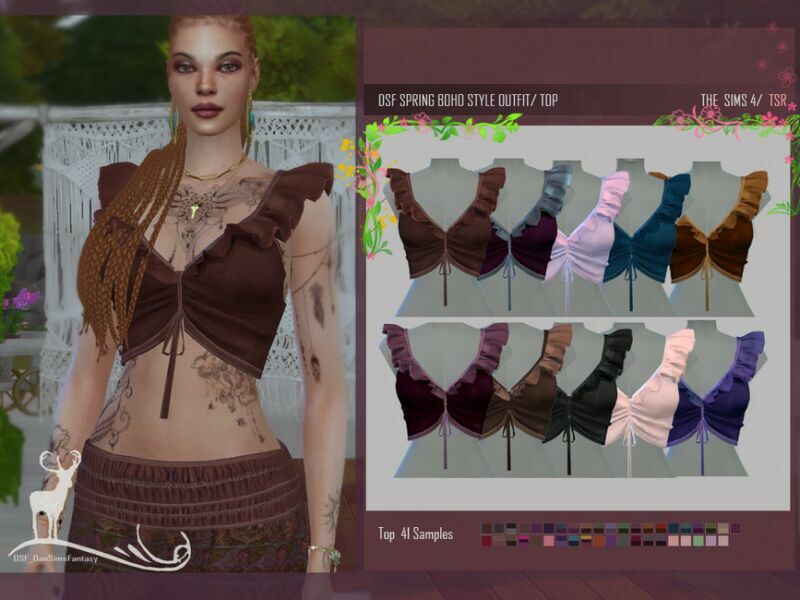 sims 4 cc spring boho style outfit by dansimsfantasy 2